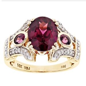 NEW 14K 4.3 gm SOLID GOLD  Raspberry  Rhodonite
Garnet White Diamond 3.2…